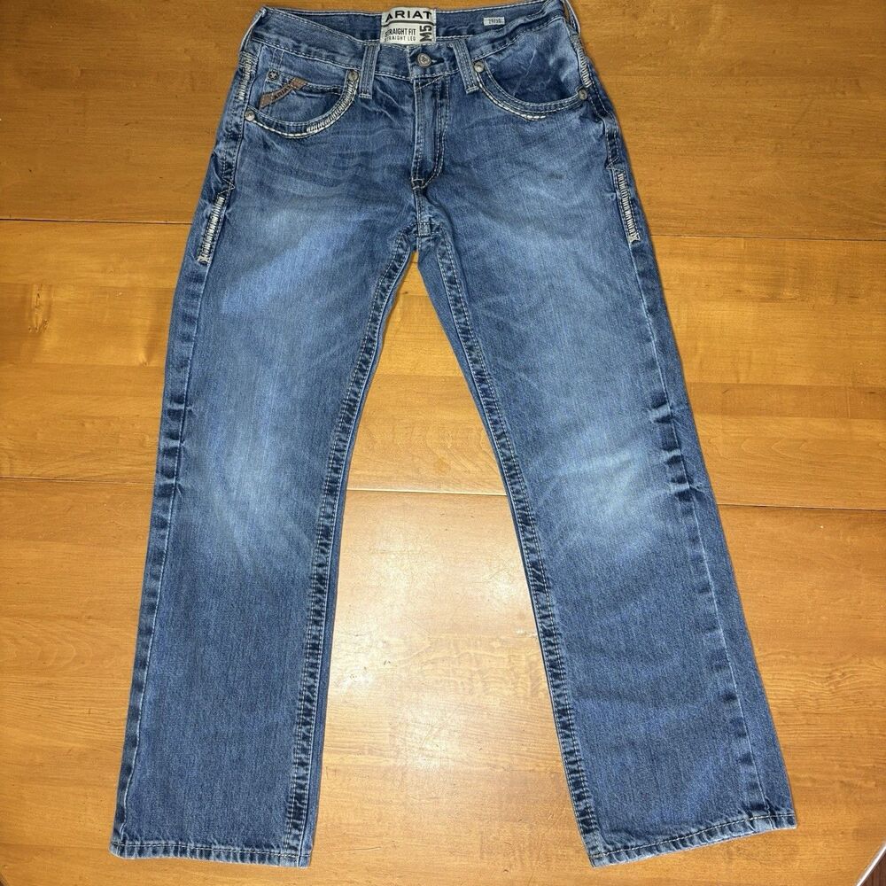 Ariat M5 Straight Leg Jeans Mens Western Cowboy Ranch Work Denim Blue Wash 29x30